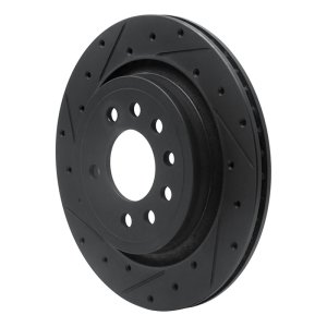 Saab 9-3 Brake Rotor (1) - Rear Left - R1 Concepts - Drilled & Slotted - Black - `08-`11